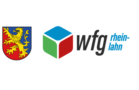 Die Logos der Wirtschaftsförderungs-Gesellschaft Rhein-Lahn und des Rhein-Lahn-Kreises.